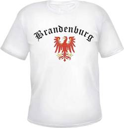 Brandenburg Herren T-Shirt - Altdeutsch mit Wappen - Tee Shirt Weiß S von HB_Druck