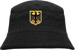 Deutschland Wappen Fischerhut - Bedruckt - Bucket Hat Anglerhut Hut L/XL Schwarz von HB_Druck