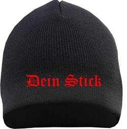 HB_Druck Beanie mit Wunschtext - Altdeutsch - Bestickt - Mütze Strickmütze Stickfarbe: rot von HB_Druck