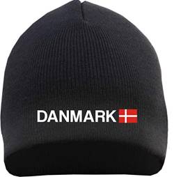 HB_Druck Danmark Beanie Mütze - Bestickt - Strickmütze Wintermütze Einheitsgröße Schwarz von HB_Druck