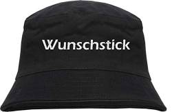 HB_Druck Fischerhut - Bucket Hat mit Wunschtext - Blockschrift - Bestickt - S/M Stickfarbe: Weiss von HB_Druck