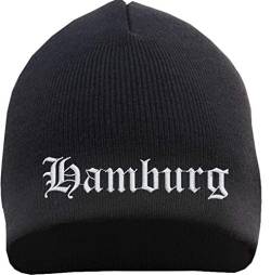 HB_Druck Hamburg Beanie Mütze - Altdeutsch - Bestickt - Strickmütze Wintermütze Einheitsgröße Schwarz von HB_Druck