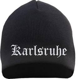 HB_Druck Karlsruhe Beanie Mütze - Altdeutsch - Bestickt - Strickmütze Wintermütze Einheitsgröße Schwarz von HB_Druck