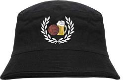 HB_Druck Lorbeerkranz Fussball Bier Fischerhut - Bestickt - Bucket Hat Anglerhut Hut S/M Schwarz von HB_Druck