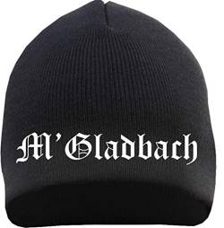 HB_Druck M.Gladbach Beanie Mütze - Altdeutsch - Bestickt - Strickmütze Wintermütze - Gladbach Mönchengladbach Einheitsgröße Schwarz von HB_Druck