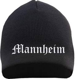 HB_Druck Mannheim Beanie Mütze - Altdeutsch - Bestickt - Strickmütze Wintermütze Einheitsgröße Schwarz von HB_Druck