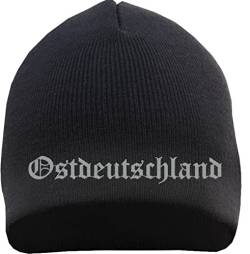 HB-Druck Ostdeutschland Beanie - Stickfarbe Grau - Bestickt Mütze Strickmütze Wintermütze Einheitsgröße Schwarz von HB-Druck