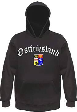 HB_Druck Ostfriesland Kapuzensweatshirt mit Wappen - Hoodie Kapuzenpullover 2XL Schwarz von HB_Druck
