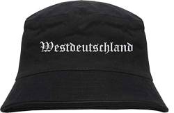 HB_Druck Westdeutschland Fischerhut - Altdeutsch - Bestickt - Bucket Hat Anglerhut Hut Schwarz S/M von HB_Druck