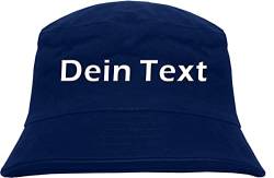 Individueller Fischerhut - Blockschrift - Bucket Hat mit Wunschtext Bedruckt Dunkelblau M von HB_Druck