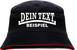 Individueller Fischerhut - Linie - Bucket Hat mit Wunschtext Bedruckt SchwarzRot L/XL von HB_Druck