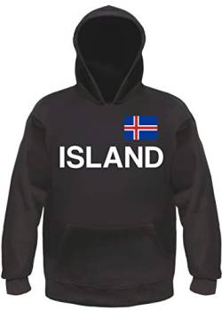 Island Kapuzensweatshirt - Bedruckt mit Flagge - Hoodie Kapuzenpullover 4XL Schwarz von HB_Druck