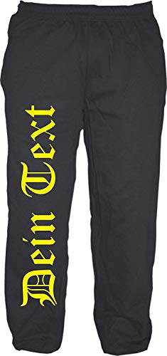 Jogginghose mit Wunschtext - Altdeutsch - Bedruckt - Sweatpants Jogger L Druckfarbe: gelb von HB_Druck