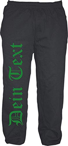Jogginghose mit Wunschtext - Altdeutsch - Bedruckt - Sweatpants Jogger L Druckfarbe: grün von HB_Druck