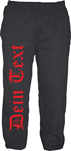 Jogginghose mit Wunschtext - Altdeutsch - Bedruckt - Sweatpants Jogger M Druckfarbe: rot von HB_Druck