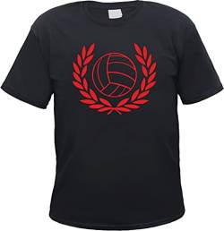 Lorbeerkranz und Fussball Herren T-Shirt - Tee Shirt Roter Aufdruck Schwarz 2XL von HB_Druck