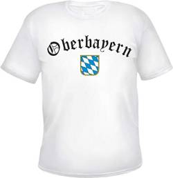Oberbayern Herren T-Shirt - Altdeutsch mit Wappen - Tee Shirt Bayern Bavaria Weiß L von HB_Druck