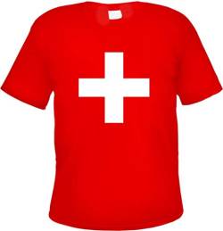 Schweizer Kreuz Herren T-Shirt - Tee Shirt Schweiz 4XL Rot von HB_Druck