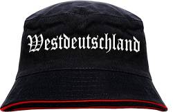 Westdeutschland Fischerhut - Altdeutsch - Bedruckt - Bucket Hat Anglerhut Hut L/XL SchwarzRot von HB_Druck