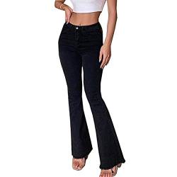 HBER Low Rise Flare Jeans für Frauen Bell Bottom Schwarz Bootcut Stretch Jeans Y2k, schwarz, Klein von HBER