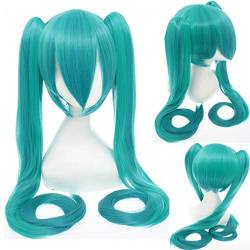 HBYLEE- 120 cm Hatsune Miku Synthetische Cosplay Perücke Gerade Weiß Blau Anime Haar Halloween Kostüm Frauen Perücken Mit Doppel Clip Pferdeschwänze 21[Farbe:21] von HBYLEE