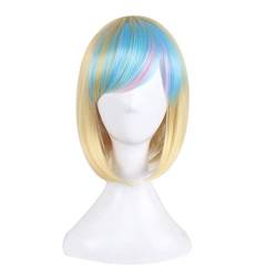 HBYLEE-Fashion Sexy Rose Net Colorful Rainbow Wig Short Ombre Straight Bob Wigs For Women Synthetic Hair Cosplay Wig 8 Models OneSize colorful1[Farbe:colorful1] von HBYLEE