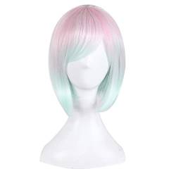 HBYLEE-Fashion Sexy Rose Net Colorful Rainbow Wig Short Ombre Straight Bob Wigs For Women Synthetic Hair Cosplay Wig 8 Models OneSize colorful8[Farbe:Colorful8] von HBYLEE