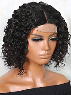 HBYLEE Human Lace Wigs 13 * 4 * 1 Lace Front Short Deep Wave Human Hair Wig for Black Women ，Farbe：250Density 13 * 5 * 1/Größen：6 Inch von HBYLEE