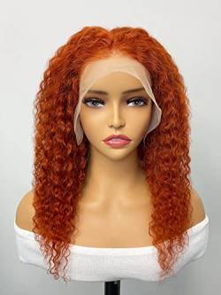 HBYLEE Human Lace Wigs 13 * 4 Lace Front Medium Curly Human Hair Wig for Black Women，Farbe：150Density 13 * 4/Größen：16 inch von HBYLEE