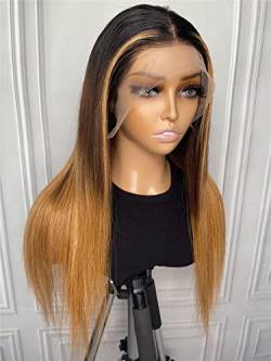 HBYLEE Human Lace Wigs 13 * 4 Lace Front Medium Straight Human Hair Wig for Black Women，Farbe：150Density 13 * 4/Größen：20 inch von HBYLEE