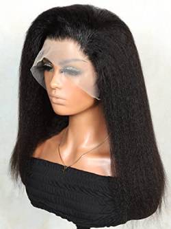 HBYLEE Human Lace Wigs 13 * 4 Lace Front Short Afro Straight Human Hair Wig for Black Women ，Farbe：200Density 6 * 6/Größen：12 Inch von HBYLEE