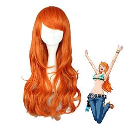 HBYLEE-One Piece Nami 2 Jahre später Orange lange lockige Perücke Cosplay Kostüm Frauen hitzebeständige synthetische Haare Party Rollenspiel Perücken Perücke -338B[Farbe:-] von HBYLEE