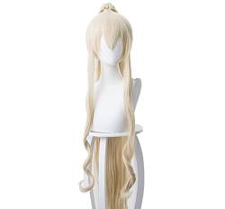 HBYLEE- Wig Anime Cosplay Perücken !!Spiel Arknights Shining Cosplay Silent Midnight Badeanzug Langer gelber Pferdeschwanz mit lockigem Haar Rollenspielzubehör[Farbe: Gelb ] von HBYLEE