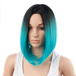 HBYLEE-Wig for cosplay 30 cm Straight Short Ombre Wig Cosplay Anime Heat Resistant Synthetic Hair Women Black Blue Grey Pink Short Bob Wigs for Party Sky Blue von HBYLEE