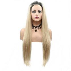 HBYLEE-Wig for cosplay Blonde Wig Synthetic Hair for Women Summer Party Cosplay Blonde Short Lace Front Ombre Wigs Long Drag Queen Hair Natural U-Lace Wig 24 Inches von HBYLEE