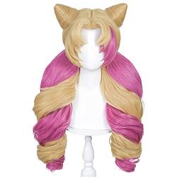 HBYLEE-Wig for cosplay Cafe Cutie Gwen Cosplay Wig 70cm Wavy Yellow Pink Mixed Heat Resistant Synthetic Hair Peluca Anime Women Wig One Size Hairpin von HBYLEE