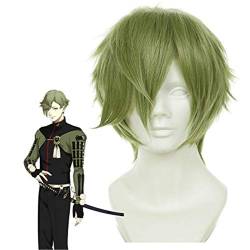 HBYLEE-Wig for cosplay Game Touken Rangu Online Uguisumaru Herren-Perücke, kurz, grün, geschichtet, Kunsthaar, hitzebeständige Faser, Cosplay-Perücke von HBYLEE