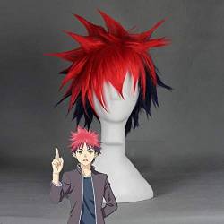 HBYLEE-Wig for cosplay Shokugeki No Soma Yukihira Souma Cosplay Wig Men Boys 30 cm Blue Red Mix Short Straight Heat Resistant Synthetic Hair Wig von HBYLEE