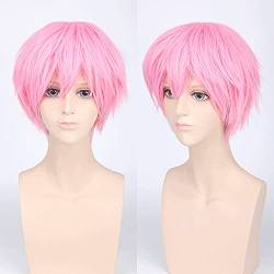 HBYLEE-Wig for cosplay Short Wavy Red Silver Grey Light Golden Yellow Green Pink Purple White White Synthetic Hair Bangs Universal Cosplay Wig + Wig Cap 19 von HBYLEE