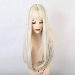 HBYLEE-Wig for cosplay Synthetische Perücken Mit Pony Lange Gerade Perücken Blau Lila Natürliche Haar Perücken für Frau Cosplay Perücken Hitzebeständige Faser Perücken lc169-6 von HBYLEE