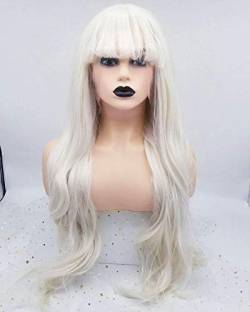 HBYLEE-Wig for cosplay White Blonde Wigs with Pony Drag Queen Long Wavy Hair Light Blonde Lace Front Wig Glueless Heat Resistant Synthetic Women Cosplay Wigs von HBYLEE