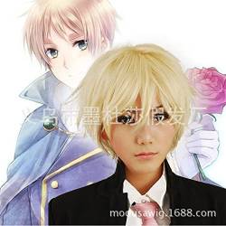 HBYLEE-Wig for cosplay Wig Anime Cosplay Cosplay Perücke kurzes lockiges Haar Schwarz Taria Arthur Kirkland Arthur Anime Golden Short von HBYLEE