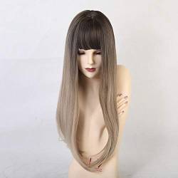 HBYLEE-Wig for cosplay anime cosplay perückeLange Gerade Natürliche Synthetische Perücken Mit Pony Für Weiße/Schwarze Frau 24 Zoll Cosplay Perücken Hitzebeständige Faserperücken von HBYLEE