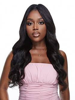 HBYLEE Women‘s V Part Long Human Hair Wig，Farbe：Black/Größen：24 inch 150Density von HBYLEE