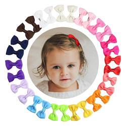 30stk Haarschleifen mehrfarbig Haarclips Haarklammern Haarspange Haar Accessoire für Mädchen Baby aus Ripsband und Metall von HBselect