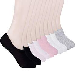 HBselect 10 Paar Füßlinge für Damen unsichtbare kurze Sneaker Socken Damen Söckchen mit Rutschfestem Silkon derselben Farbe von HBselect