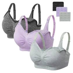 HBselect 3 Pcs Schwangerschafts Nahtloser Still-BH mit zusätzlichen BH-Verlängerungen Stillen und Schlaf Ohne Bügel für Damen von HBselect