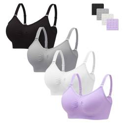 HBselect 4er Pack Gepolsterte BHS ohne Bügel Damen Rückenfrei Nahtlose Bralettes Bügelloser T-Shirt BHS Sports Bra Yoga Bustier für Frauen Mädchen von HBselect