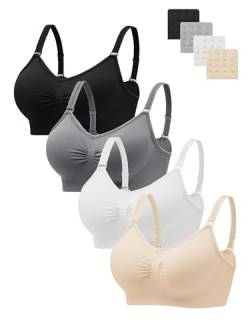 HBselect 4er Pack Gepolsterte BHS ohne Bügel Damen Rückenfrei Nahtlose Bralettes Bügelloser T-Shirt BHS Sports Bra Yoga Bustier für Frauen Mädchen von HBselect