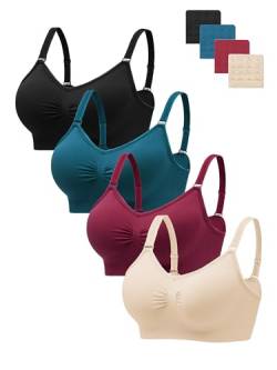 HBselect 4er Pack Gepolsterte BHS ohne Bügel Damen Rückenfrei Nahtlose Bralettes Bügelloser T-Shirt BHS Sports Bra Yoga Bustier für Frauen Mädchen von HBselect